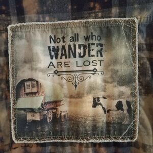 Rustic Plaid Button Down Shirt with Wander Patch